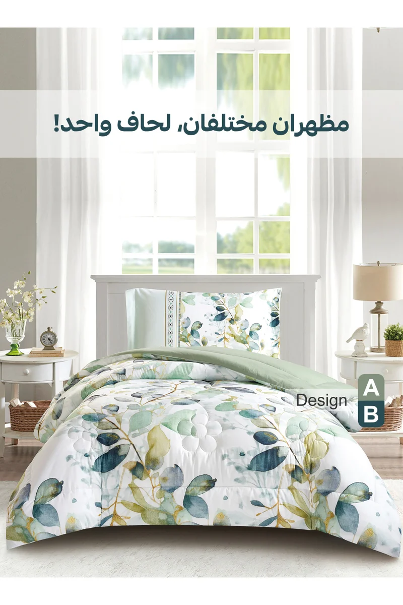 Donetella Bedding Comforter Set, twin Size 170x230 cm - 2-Pcs Digital Print Quilted Bed Set, Microfiber Fabric - 1 Comforter, 1 Pillow Shams.