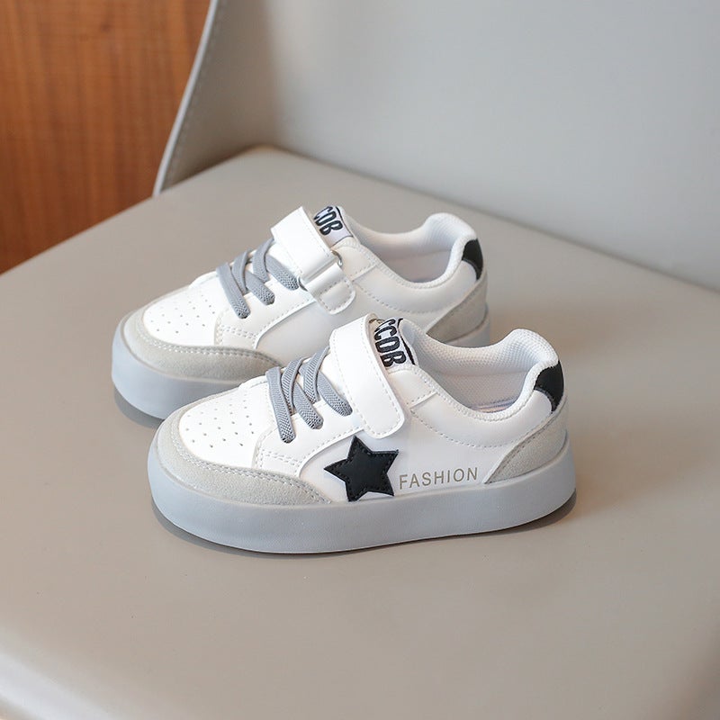 Baby Shoes Male Baby Soft Sole Non-Slip Toddler Shoes Single-Layer Shoes Female Children White Shoes Star Shoes Children - Image 1
