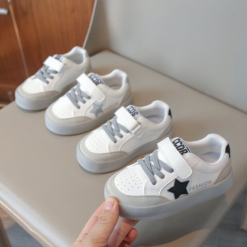 Baby Shoes Male Baby Soft Sole Non-Slip Toddler Shoes Single-Layer Shoes Female Children White Shoes Star Shoes Children - Image 3