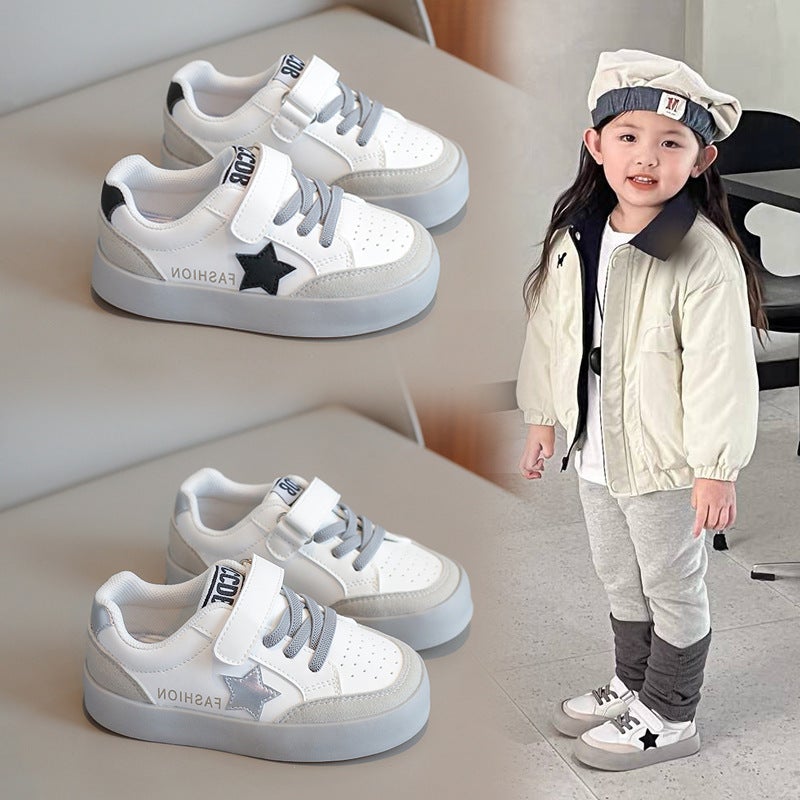 Baby Shoes Male Baby Soft Sole Non-Slip Toddler Shoes Single-Layer Shoes Female Children White Shoes Star Shoes Children - Image 2