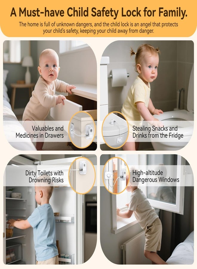 Wilbeva 2 Pack Refrigerator Lock for Kids, Toddlers and Adults, Child Proof Fridge Door Lock with Keys for Kitchen Freezer, Air Oven Air Fryer, Cabinets and Drawers, Windows, Doors (B-White-2 Pack) - Image 3