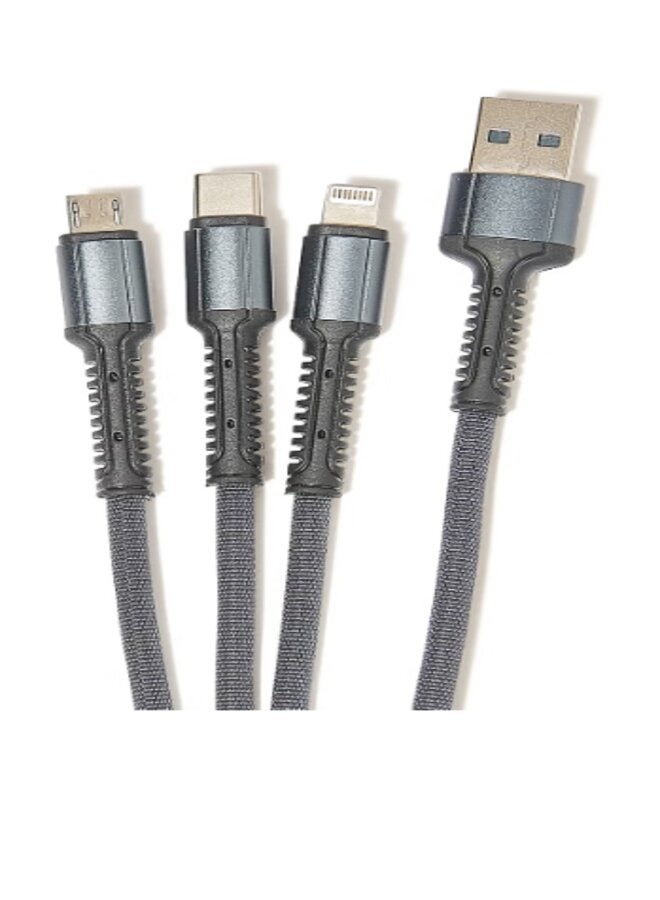 GO-DES 3-In-1 Data Sync Charging Cable Grey - Image 1