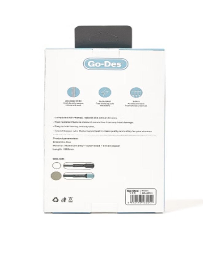 GO-DES 3-In-1 Data Sync Charging Cable Grey - Image 5