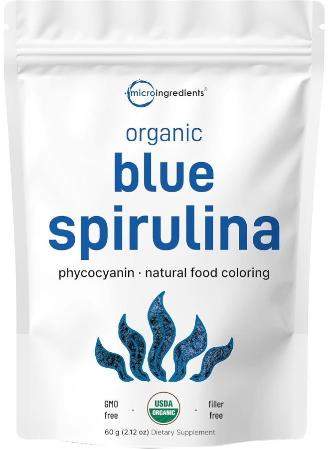 Micro Ingredients Organic Blue Spirulina Powder (Phycocyanin Extract), 50 Servings - No Fishy Smell, 100% Vegan Protein from Blue-Green Algae, Natural Luminous Food Coloring for Smoothies, Baking, Drinks & Cooking - Image 1