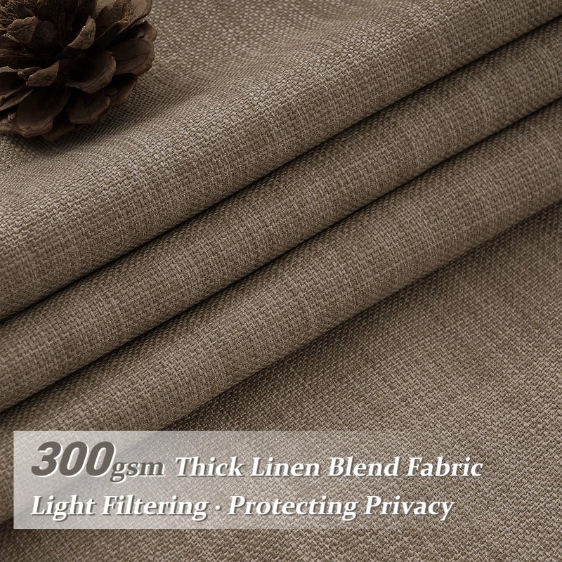 PleatedDrapes Dark Flax Heavy Burlap Room Darkening Curtains 96 Inches Long for Bedroom, Rustic Boho Pinch Pleated Blackout Linen Drapes 40x96 Inch Length 2 Panels Set Slide Door Curtain Decor with Adjustable Hooks - Image 2