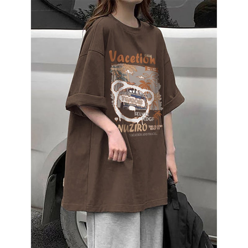 Design Sense Niche Short-Sleeved T-Shirt Dopamine Girls Wear Couples Clothes Summer Half-Sleeved Top - Image 3