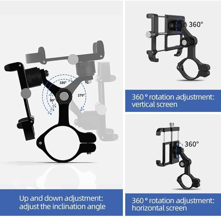 GUB PLUS11 Bicycle & Motorcycle Phone Mount, Aluminum Alloy Bike Phone Holder with 360° Rotation Adjustable for iPhone X XR Xs 7s 8 Plus, for Samsung S7/S6/Note5/4 GPS Mount 4.2 to 7.2 Inch - Image 2