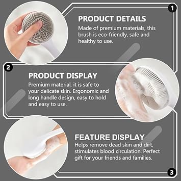 minkissy Silicone Back Scrubber for Exfoliating Soft Exfoliating Brush with Long Handle Bath Back Scrubbers for Use in Shower - Image 3