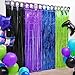 WENSEO Video Game Party Decorations 2 Pack Nite Gamers Party Foil Fringe Curtains Black Purple Blue Green Metallic Tinsel Foil Fringe Curtains Photo Streamers for Video Game Party Photo Booth Props - Image 3