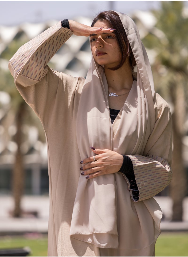 FASHION LINE Embroidered V-Open Neck Unique Design Abaya  - Image 1