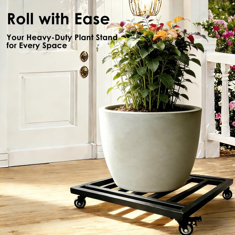 Hongsane 22" Plant Caddy with Wheels Heavy Duty,600Lbs Large Metal Plant Dolly,Rolling Square Plant Stand with Industrial Casters,Rust-Proof Plant Rollers for Large Planters,Pots,1 Pack - Image 3
