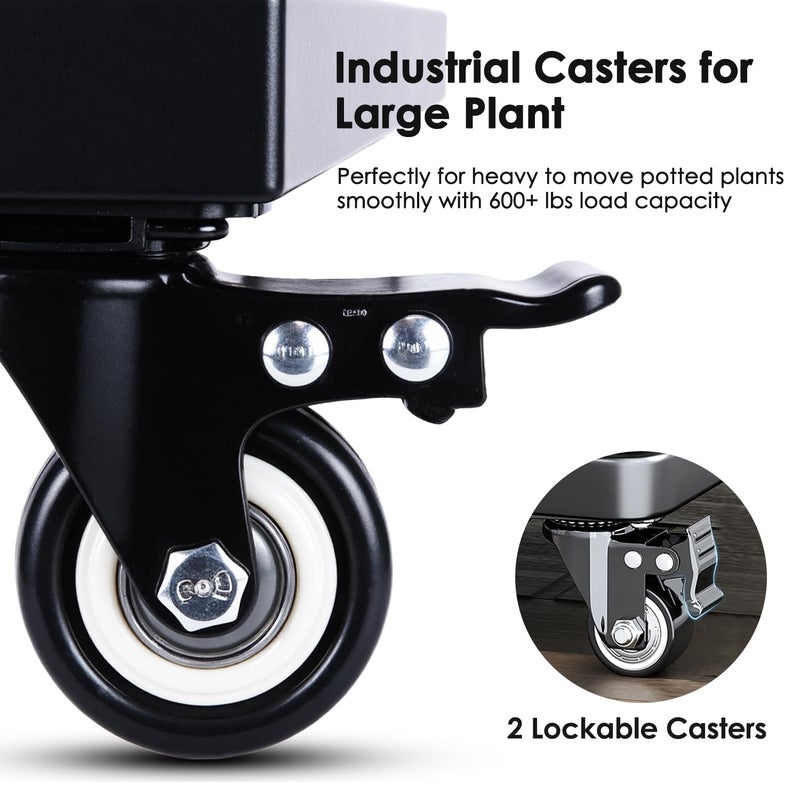 Hongsane 22" Plant Caddy with Wheels Heavy Duty,600Lbs Large Metal Plant Dolly,Rolling Square Plant Stand with Industrial Casters,Rust-Proof Plant Rollers for Large Planters,Pots,1 Pack - Image 4