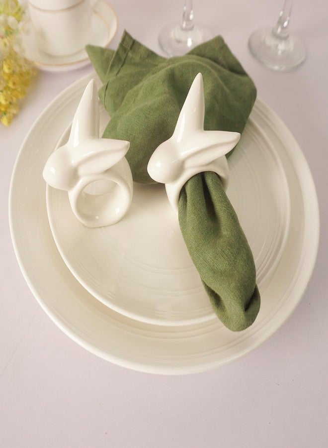 Utalek Easter Bunny Napkin Rings Set of 6, Porcelain Rabbit Napkin Ring Holders, White Bunny Napkin Rings for Easter, Spring Party, Banquet, Dinner, Wedding Table Decor - Image 3
