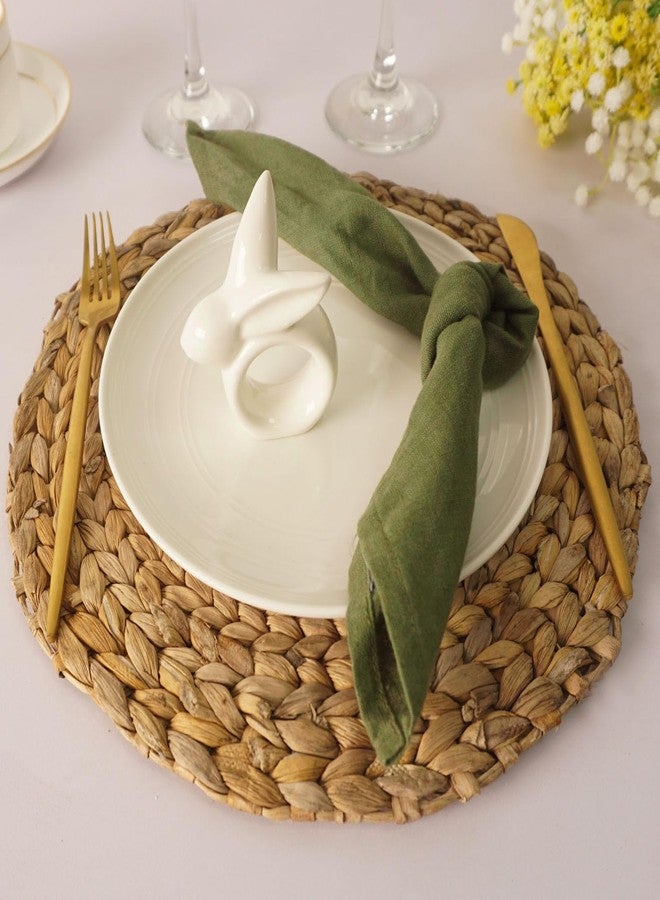 Utalek Easter Bunny Napkin Rings Set of 6, Porcelain Rabbit Napkin Ring Holders, White Bunny Napkin Rings for Easter, Spring Party, Banquet, Dinner, Wedding Table Decor - Image 4