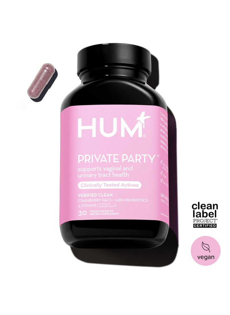 HUM - Private Party - cranberry PACs + probiotics 3 strans, 10 bn organisms Supports Urinary Track Health | 30 Dietary Supplements - Image 1