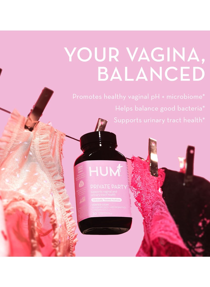 HUM - Private Party - cranberry PACs + probiotics 3 strans, 10 bn organisms Supports Urinary Track Health | 30 Dietary Supplements - Image 1
