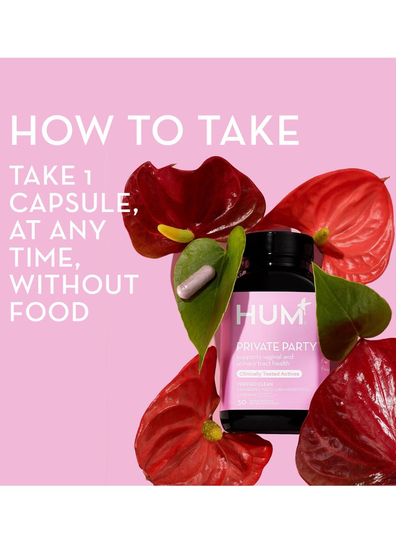 HUM - Private Party - cranberry PACs + probiotics 3 strans, 10 bn organisms Supports Urinary Track Health | 30 Dietary Supplements - Image 1