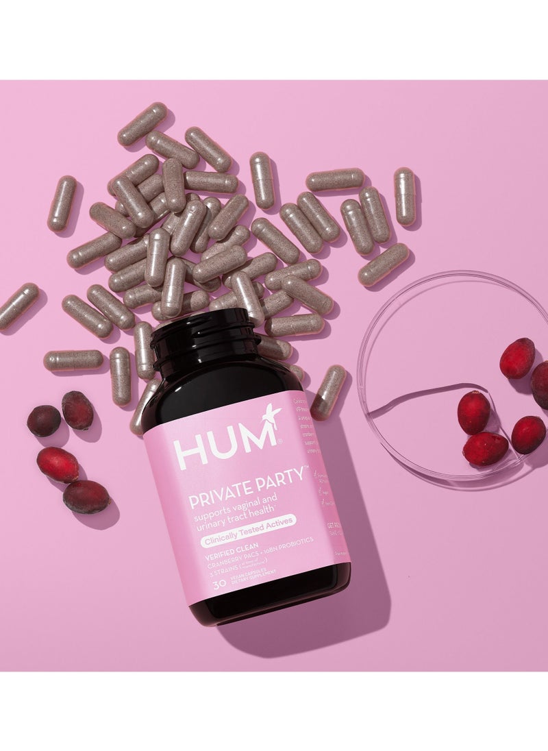HUM - Private Party - cranberry PACs + probiotics 3 strans, 10 bn organisms Supports Urinary Track Health | 30 Dietary Supplements - Image 1