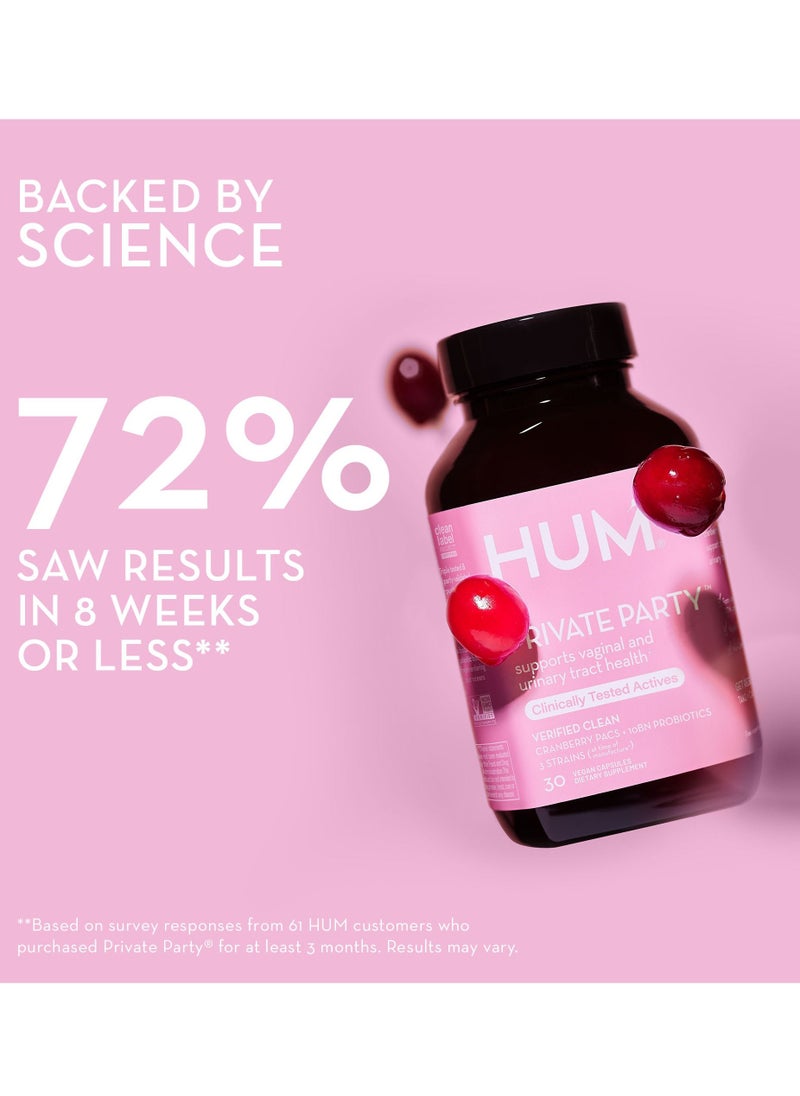 HUM - Private Party - cranberry PACs + probiotics 3 strans, 10 bn organisms Supports Urinary Track Health | 30 Dietary Supplements - Image 1