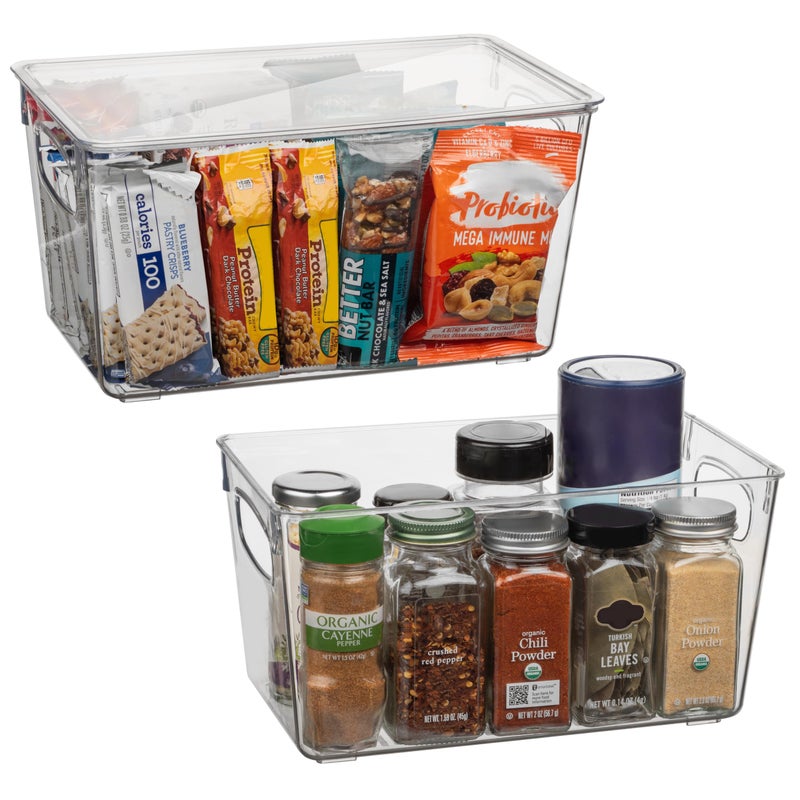 CLEARSPACE Plastic Pantry Organization and Storage Bins with Lids Perfect Kitchen Organization or Kitchen Storage Fridge Organizer Refrigerator Organizer Bins Cabinet Organizers
