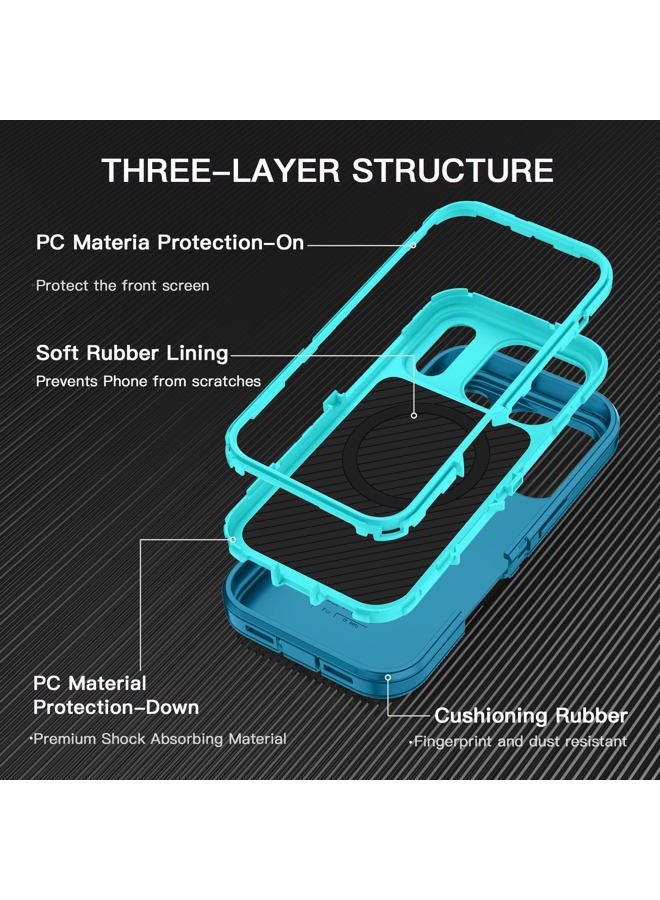 I-HONVA for iPhone 17 Pro Max Case [Compatible with MagSafe] Shockproof 3-Layer Full Body Protection [Without Screen Protector] Rugged Heavy Duty Cover Case for Apple iPhone 17 Pro Max,Turquoise - Image 2