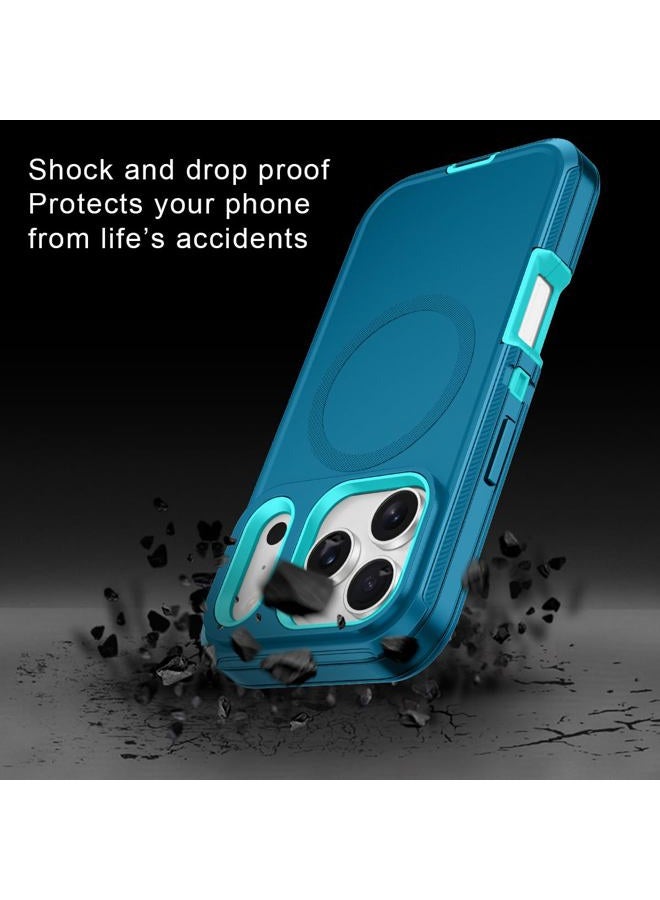 I-HONVA for iPhone 17 Pro Max Case [Compatible with MagSafe] Shockproof 3-Layer Full Body Protection [Without Screen Protector] Rugged Heavy Duty Cover Case for Apple iPhone 17 Pro Max,Turquoise - Image 4