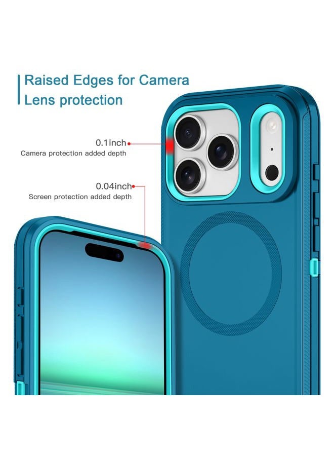I-HONVA for iPhone 17 Pro Max Case [Compatible with MagSafe] Shockproof 3-Layer Full Body Protection [Without Screen Protector] Rugged Heavy Duty Cover Case for Apple iPhone 17 Pro Max,Turquoise - Image 3