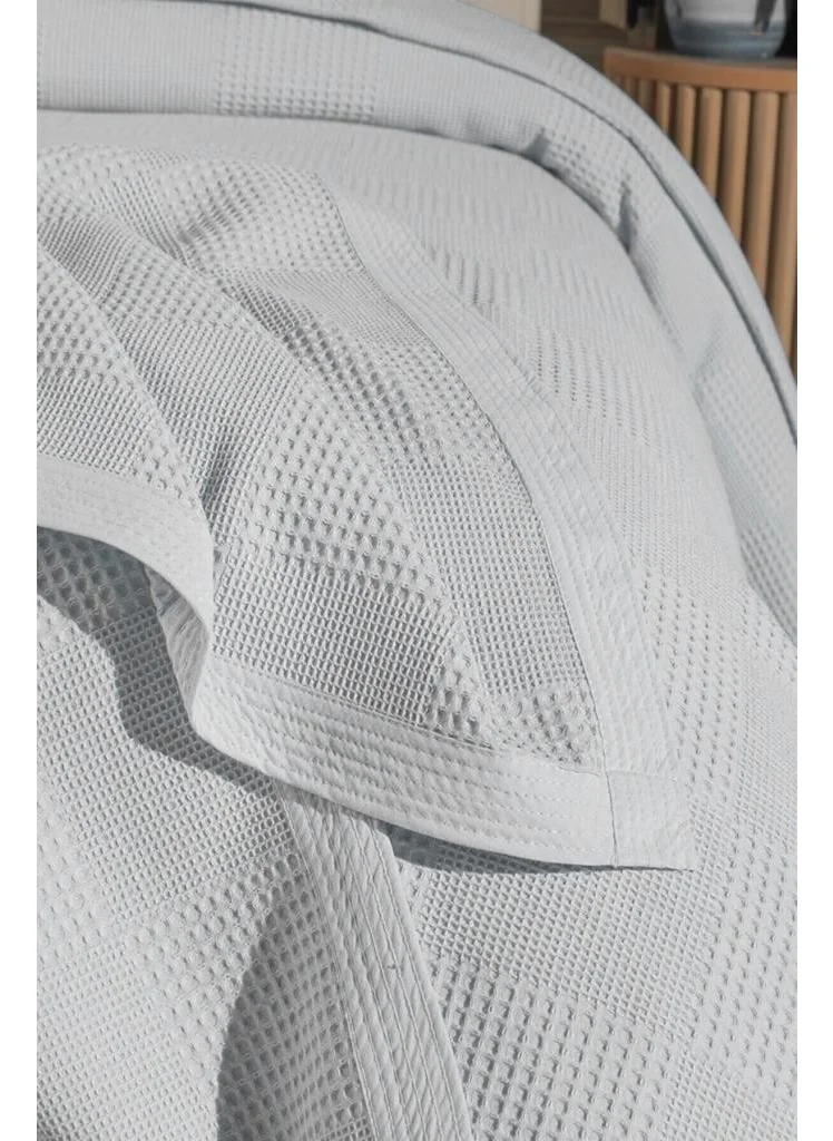 Mulberry Waffle Patterned Blanket, 100% Cotton, Thick Yarn, Soft, Double 220*240-WHITE