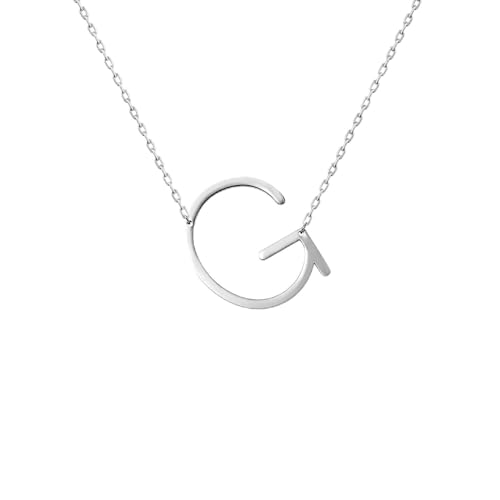 WIGERLON Stainless Steel Initial Letters Necklace for Women Color 18K Silver Plated from A-Z Letter G - Image 1