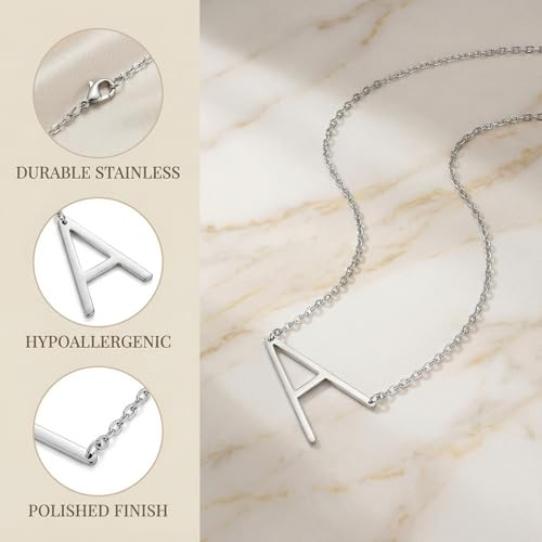 WIGERLON Stainless Steel Initial Letters Necklace for Women Color 18K Silver Plated from A-Z Letter G - Image 3