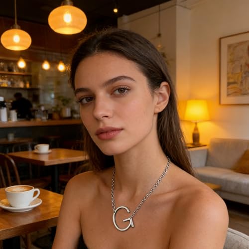 WIGERLON Stainless Steel Initial Letters Necklace for Women Color 18K Silver Plated from A-Z Letter G - Image 2