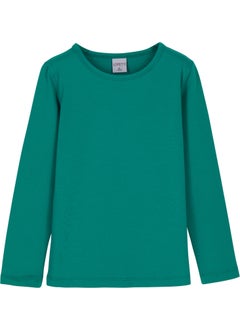 Dark Green Basic Seasonal Lycra Long Sleeve Girls T-Shirt