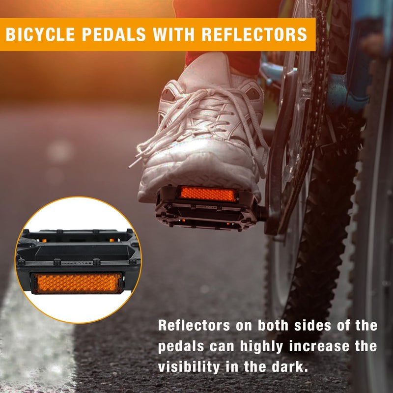 FBGAGH Bike Pedals 9/16"" Lightweight Non-Slip Bicycle Platform Pedals Fits Most Adult Bikes Shock-Absorbing E-Bike Pedal Non-Slip & Durable Lightweight For Most Adult Bikes & Mtb - Image 3