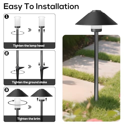 Banord 4 Pack Dusk to Dawn Outdoor Pathway Lights，Dimmable LED Landscape Path Lights, Timer & Memory Function, IP65 Waterproof Wired Low Voltage Landscape Lighting with Transformer - Image 3