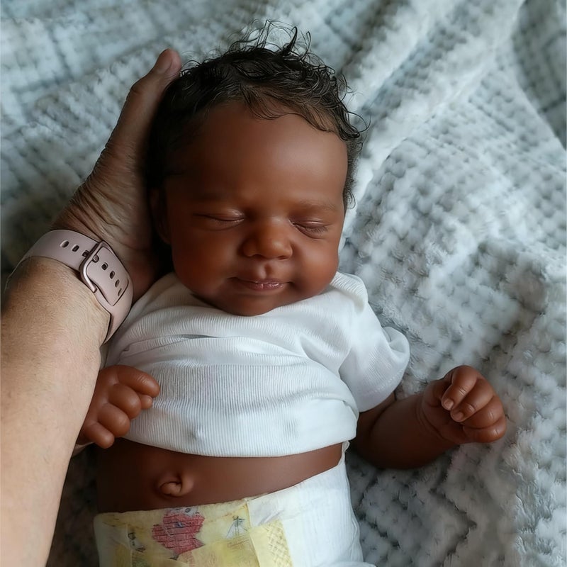 Anano 18 Inch Realistic Reborn Baby Dolls Silicone Full Body Girls Mixed-Race Black Sleeping Anatomically Correct, Kids Birthday Gift & Collectible (Silicone Baby Girl-Whit) - Image 3