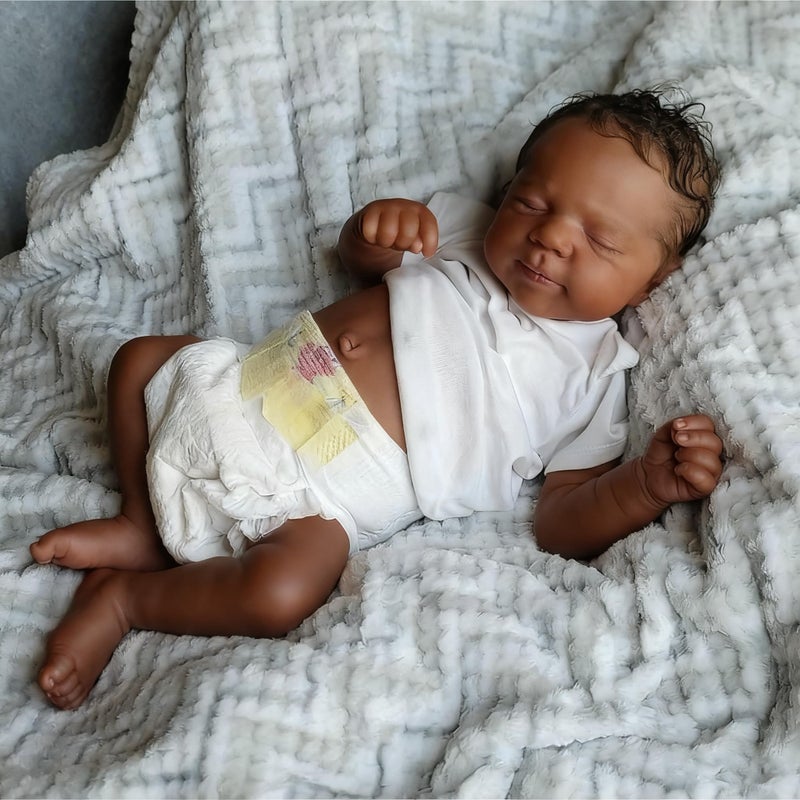 Anano 18 Inch Realistic Reborn Baby Dolls Silicone Full Body Girls Mixed-Race Black Sleeping Anatomically Correct, Kids Birthday Gift & Collectible (Silicone Baby Girl-Whit) - Image 2
