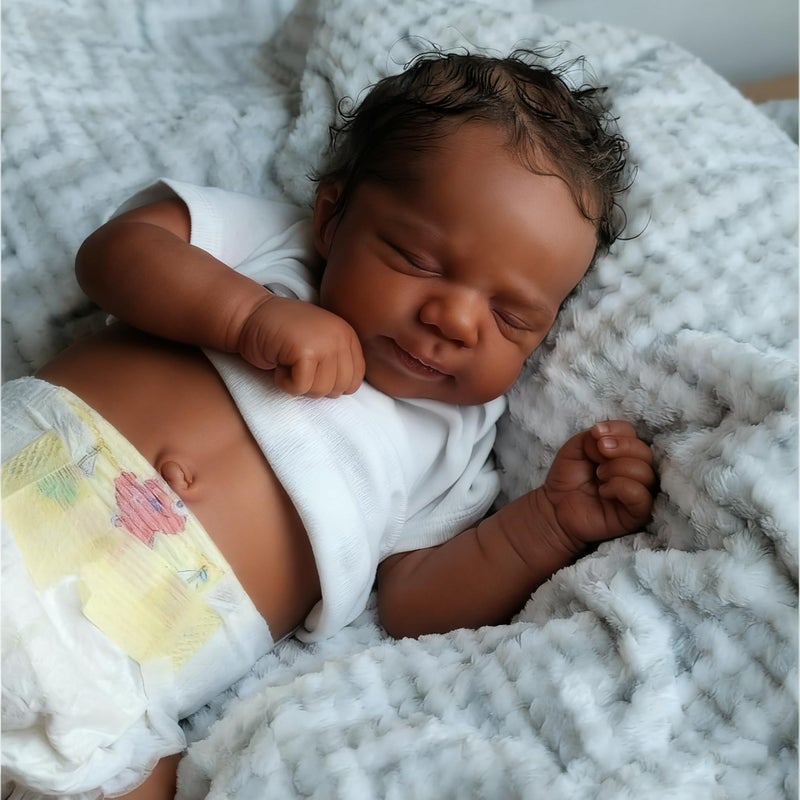 Anano 18 Inch Realistic Reborn Baby Dolls Silicone Full Body Girls Mixed-Race Black Sleeping Anatomically Correct, Kids Birthday Gift & Collectible (Silicone Baby Girl-Whit) - Image 1