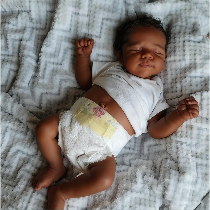 Anano 18 Inch Realistic Reborn Baby Dolls Silicone Full Body Girls Mixed-Race Black Sleeping Anatomically Correct, Kids Birthday Gift & Collectible (Silicone Baby Girl-Whit) - Image 4