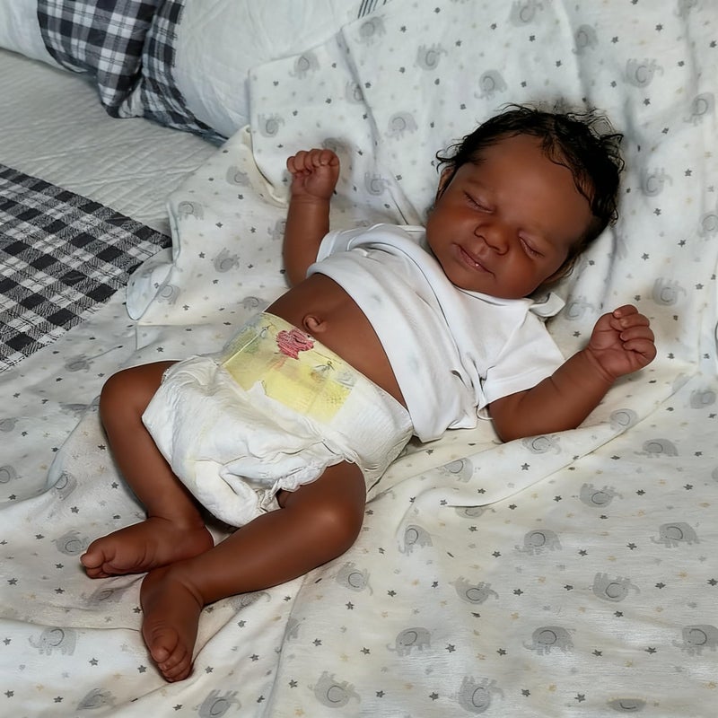 Anano 18 Inch Realistic Reborn Baby Dolls Silicone Full Body Girls Mixed-Race Black Sleeping Anatomically Correct, Kids Birthday Gift & Collectible (Silicone Baby Girl-Whit) - Image 5