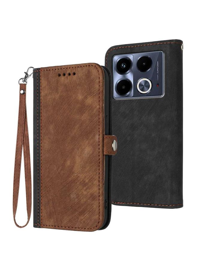 Zaboon Case For Infinix Note 40 4G Side Buckle Double Fold Hand Strap Leather Phone Case - Image 1