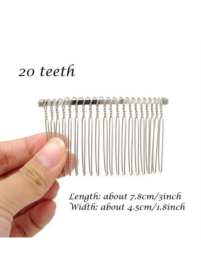 Honbay 6PCS Silver Fancy DIY Hair Clips Metal Wire Hair Combs Bridal Wedding Veil Combs (20 teeth) - Image 2