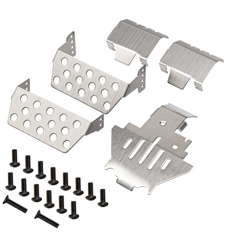 Share Goo 5PCS ShareGoo Stainless Steel RC Skid PlateRC Chassis Armor Protector Plate Protection Compatible with Traxxas TRX4 820564 110 RC Crawler Car - Image 3