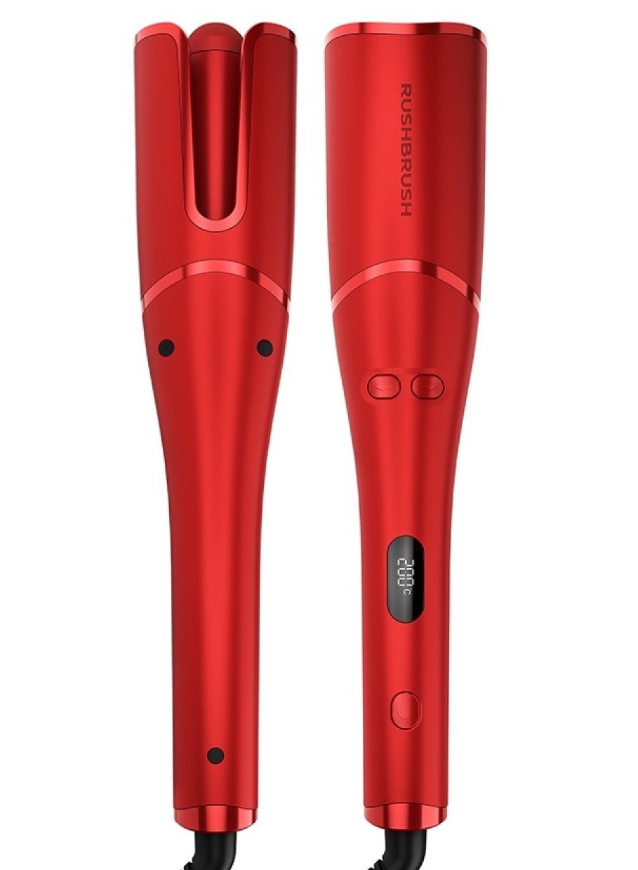 أداة تجعيد وتمويج الشعر الاوتوماتيكية يو 1 اسطوانية 22 ملم من السيراميك مع 6 اعدادات للحرارة-أحمر