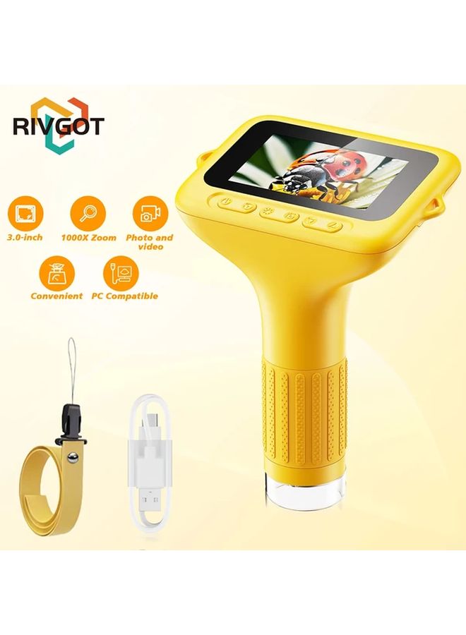 Rivgot White Handheld Digital Microscope For Kids 1000x Magnification With 3 Inch IPS HD Screen - Image 2