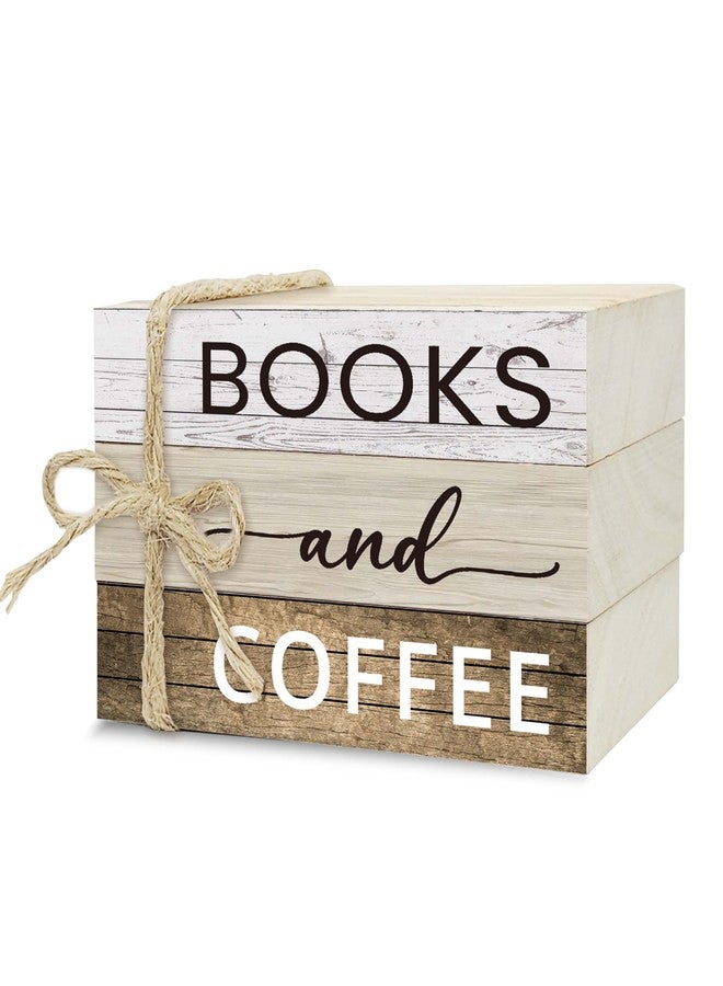 كتب ديكور للمنزل، مجموعة كتب خشبية لتزيين الطاولة، كتب وديكور قهوة لغرفة المعيشة، رف كتب، مكتب، ركن قهوة، ديكور كتب ريفية مكدسة (L02) - Image 1