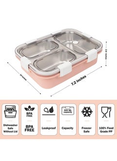 PRIME DEALS Lunch Box Sealed Leakage Proof Stainless Steel Lunch Box with Fork,Chopstick & Spoon Lid Office Food Container 3 Compartment for School Kids and Adults, 750ml (3 Compartment, Pink) - pzsku/Z9F05F8C493CE9294A6ABZ/45/_/1738306241/8d0f4536-c514-424a-84ea-0d2b2556bb74