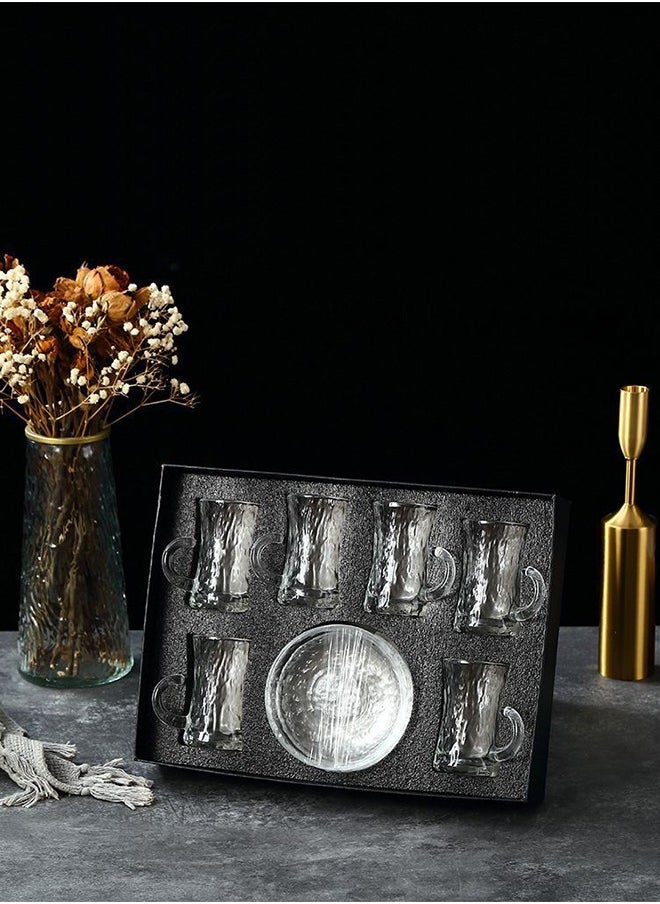 MARS Q A set of tea cups with saucers, in a modern design, of 12 pieces, transparent  - Image 2