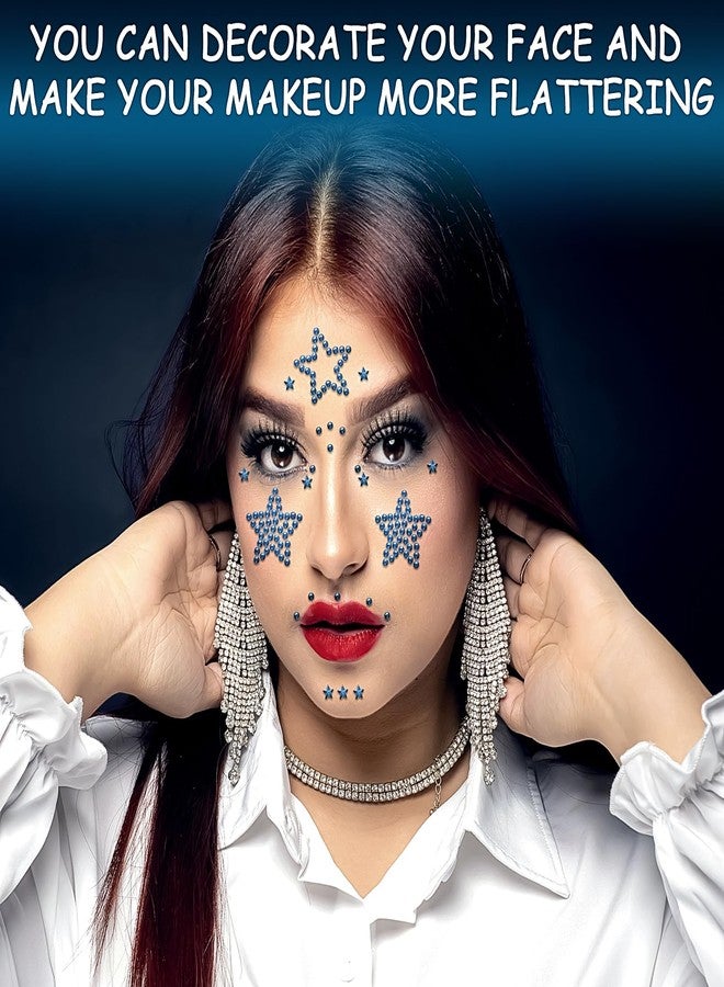 Jacnkb 3Sheets Star Gem Stickers Jewels for Crafts, Face Makeup - Self Adhesive Rhinestone Jewel Stickers, Stick on Gems Rhinestones for Crafts, Craft Supplies for Kids (11.Light Blue satr) - Image 4