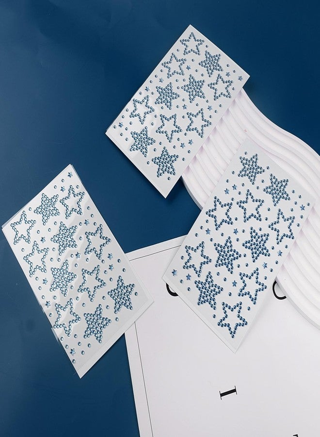 Jacnkb 3Sheets Star Gem Stickers Jewels for Crafts, Face Makeup - Self Adhesive Rhinestone Jewel Stickers, Stick on Gems Rhinestones for Crafts, Craft Supplies for Kids (11.Light Blue satr) - Image 3