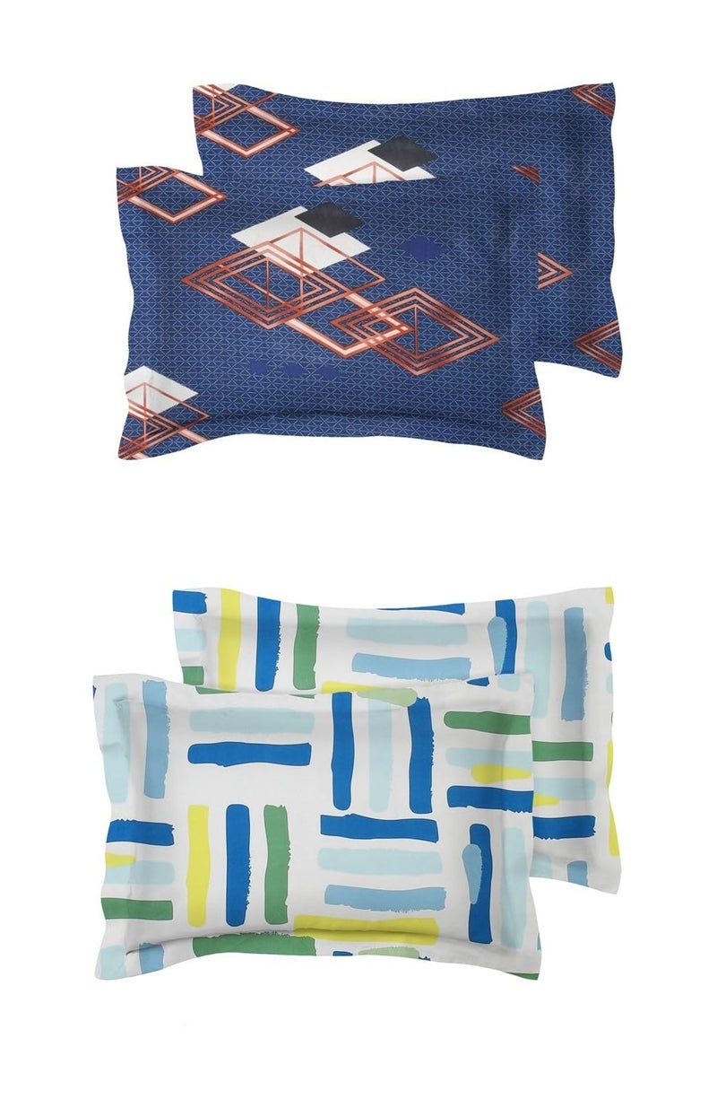 VAS COLLECTIONS® 105 TC Premium Cotton King Size Printed Design Pillow Cover - 20"x30" Inches, Set of 4 Pieces, Multicoloured, - Image 4
